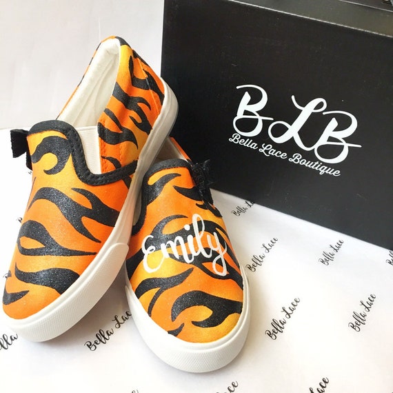 Tiger print shoes custom painted shoes 