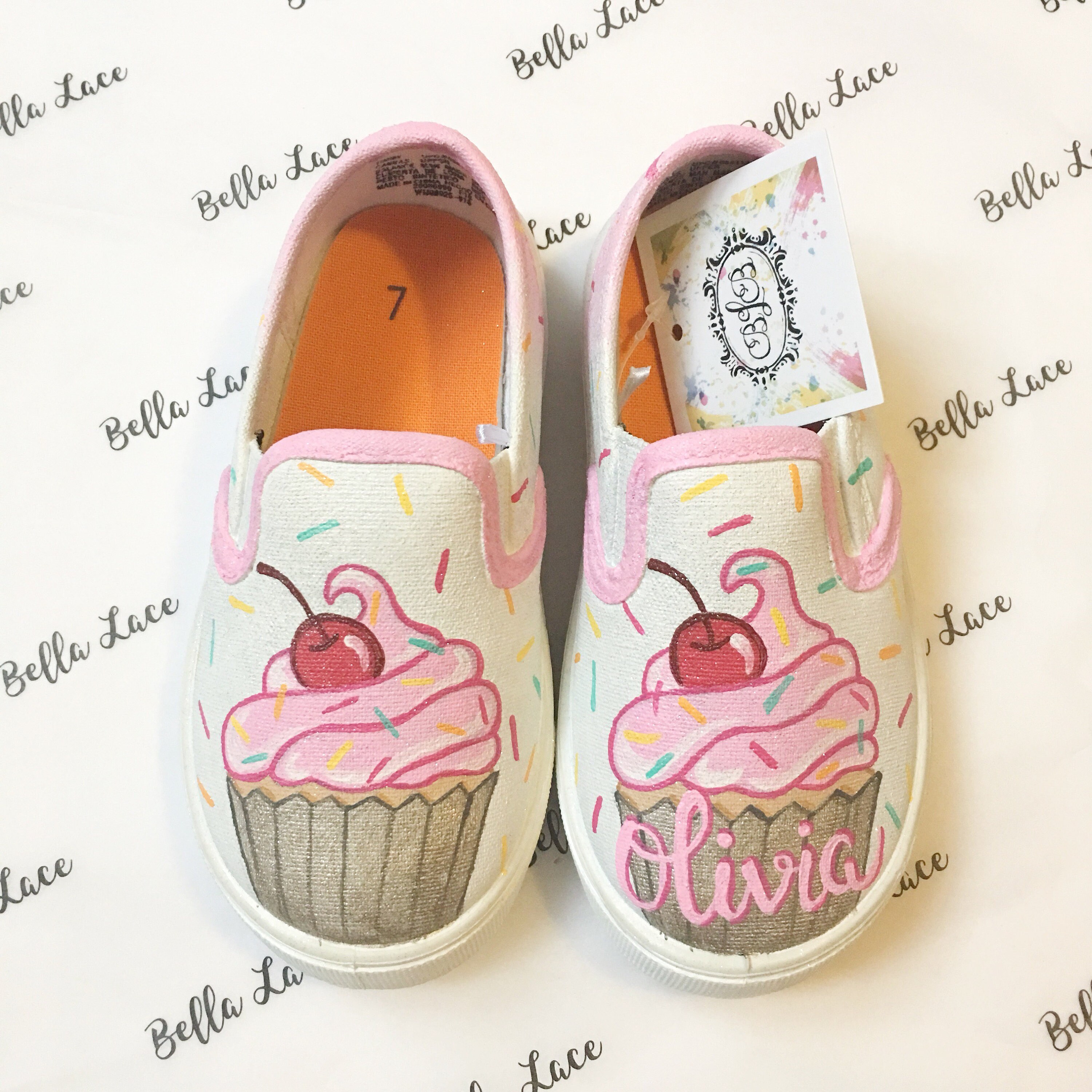 Custom cupcake shoes personalized birthday shoes cupcake Etsy