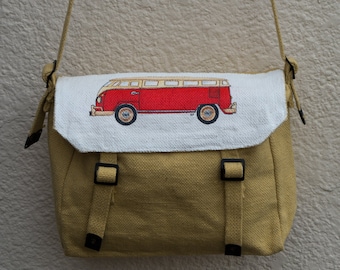 Camper Van Handbemalte Tasche, Messenger-Tasche, Van-Lebenstasche