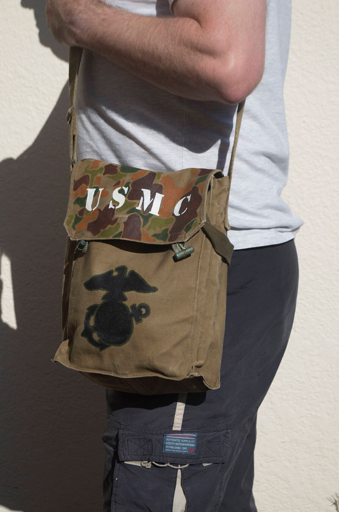 Hand painted messenger bag USMC Etsy