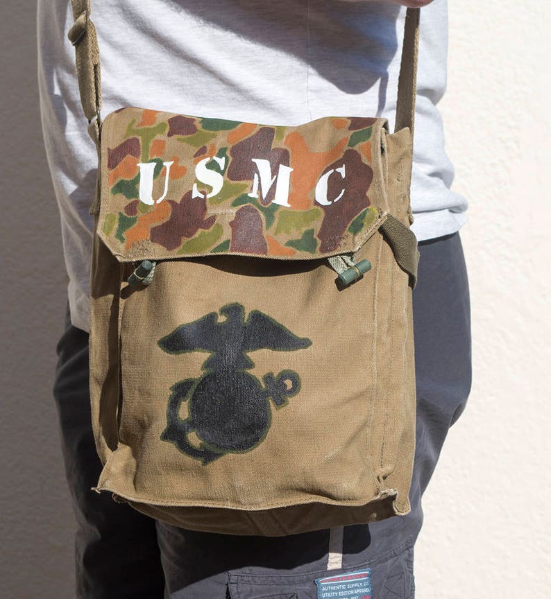 Hand Painted Messenger Bag USMC Etsy UK