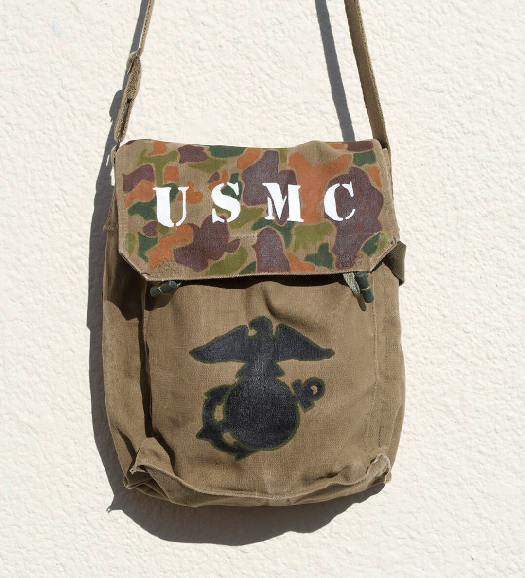Hand Painted Messenger Bag USMC Military Style Etsy