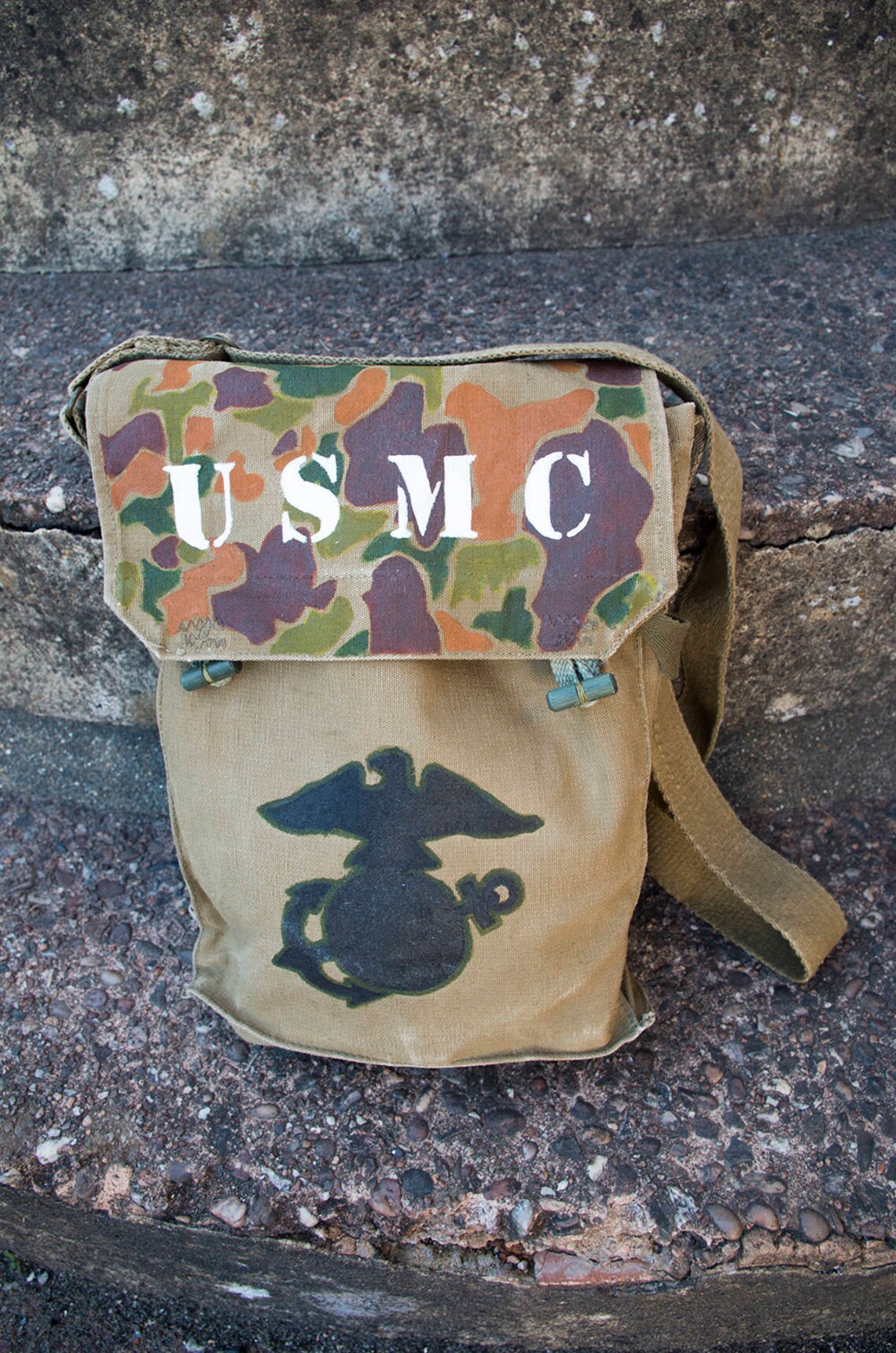 Hand painted messenger bag USMC Etsy