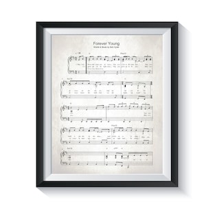 Forever Young Music Sheet Art, Print Bob Dylan Lyrics, BEDROOM, NURSERY Girl Boy Baby Shower Gift, Pregnancy gift Gender Neutral Song Sheet