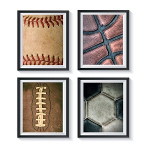 Retro Sports Balls Art Prints - BEDROOM, NURSERY, PLAYROOM decor, Vintage look, Baseball, Basketball, Football, Soccer Qty 1, All Star Decor