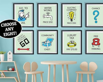 Board Game Art Prints Game Room Wall Decor Set of 8 Vintage Board Game Wall Art Kids Playroom Housewarming Gift New Home College Dorm Room