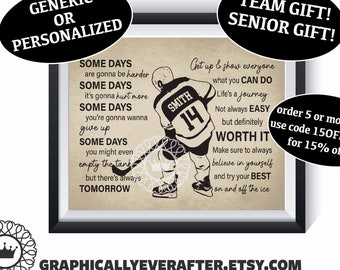 Ice Hockey Poster Qty 1 Boys Ice Hockey Art Print, Ice Hockey Team Gift, Personalized Hockey Senior Graduation, Hockey Bedroom Wall Decor