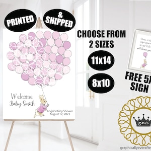 Peter Rabbit Baby Shower Personalized Guest Book Alternative Keepsake Girls Pink Sign a Balloon First Birthday Gift Digital File Printable