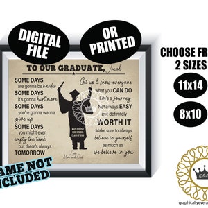 Boys Graduation Gift Art Print Male Graduate High School College University Unique Gift Party Decor Custom Present Printable Digital File