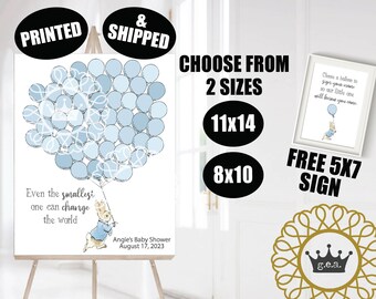 Peter Rabbit Baby Shower Personalized Guest Book Alternative Keepsake Boys Blue Sign a Balloon First Birthday Digital File Printable