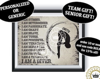 Springplank Duiken Art Print Aantal 1 Jongens Meisjes Ik ben een duiker Team Cadeau Senior Present Platform Slaapkamer Aangepaste decor Poster Gepersonaliseerd cadeau