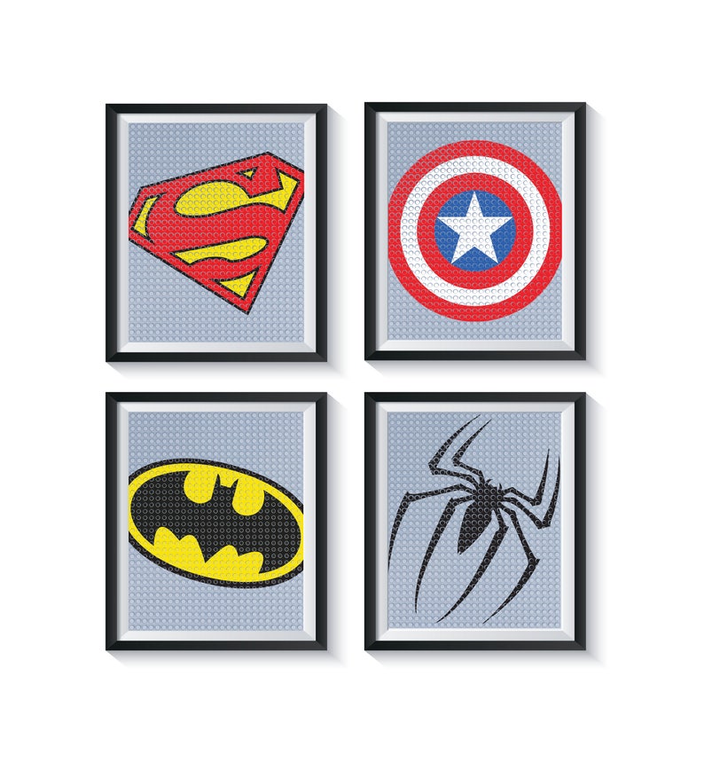Superhelden-Logo-Drucke Qty 4 jungen KINDERZIMMER | Etsy