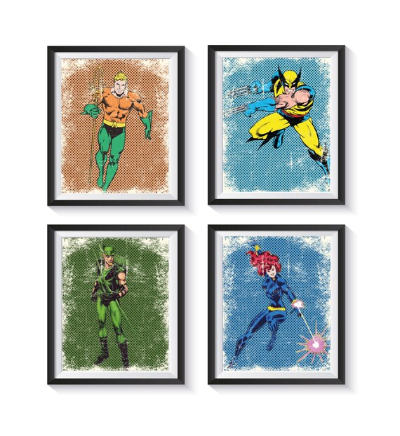 Retro Superhero Distressed Vintage Art Digital Files Only Etsy