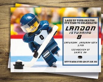 Ice Hockey Birthday Party Invitation - Skating Invite - Ice Hockey Digital File, Printable