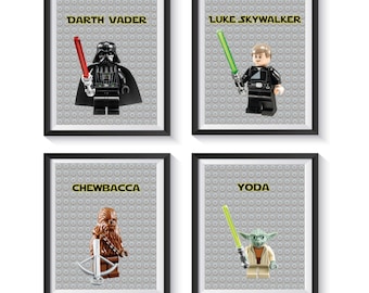 Kinderkamer Star Wars Art Prints Qty 4 Kinderkamer, Speelkamer Muur Decor, Jongens Verjaardagscadeau, Meisjes Posters, Darth Vader, Luke Skywalker, Yoda