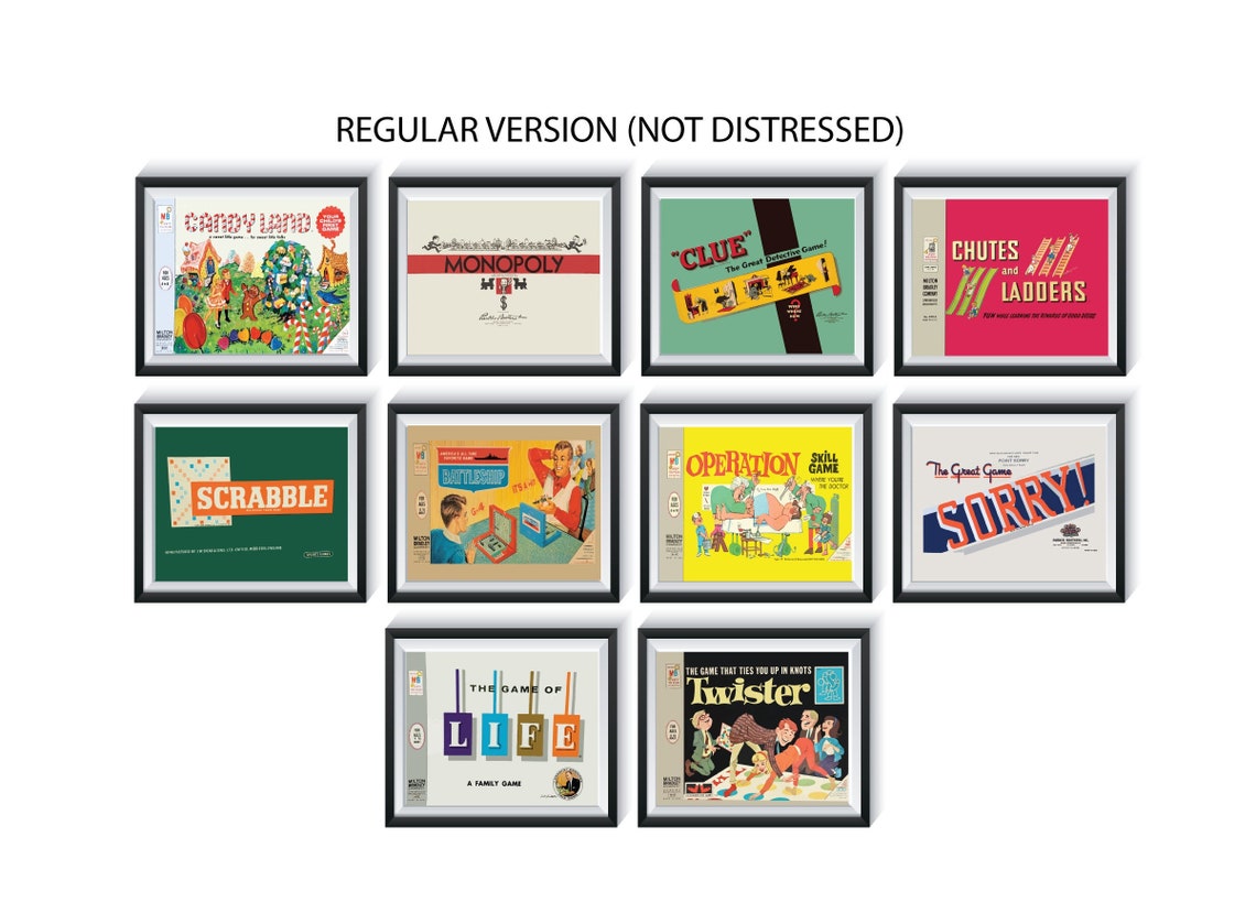 Vintage Board Game Box Art Prints (Set of 4)