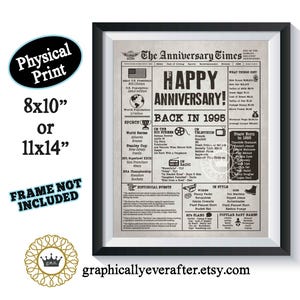 Affiche de journal 30e anniversaire, retour en 1995 Journal d'anniversaire de mariage 30e anniversaire décoration de fête cadeau pour anniversaire de parents