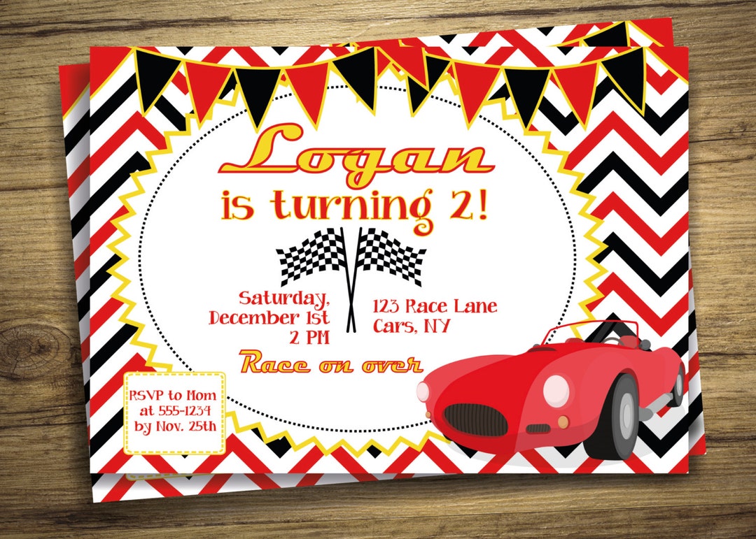 Invitación a la fiesta de cumpleaños de Cars - Invitación a un auto de  carreras - Archivo digital de autos de carreras, imprimible - Etsy México, image size:1080x771