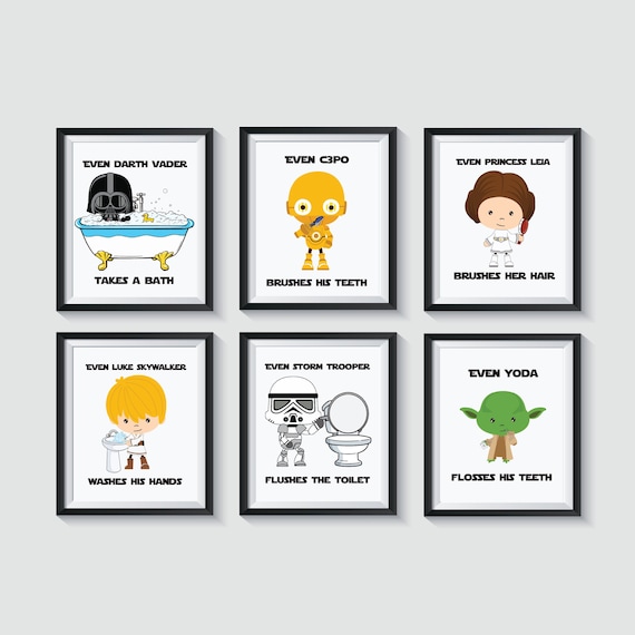 Star Wars Bathroom Art Prints Unframed Qty Boy Star Wars