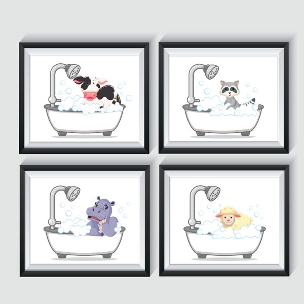 Animal Bathroom Art Etsy