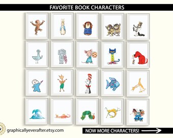 Storybook Characters Art Prints UNFRAMED Qty 15 Baby Girl Boy Gender Neutral Nursery, PreSchool Libary, Classic Stories Baby Shower Gift