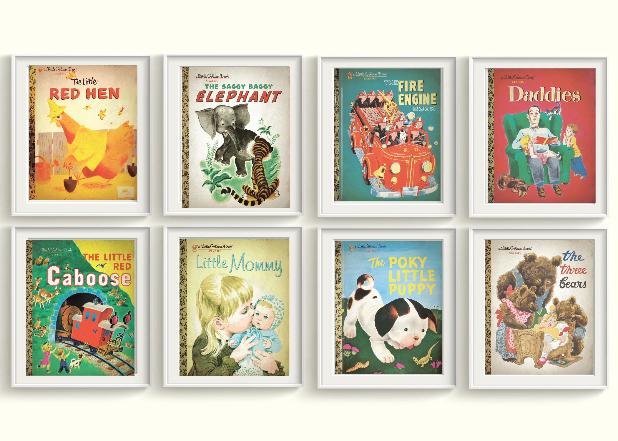 Classic Little Golden Books Art Prints UNFRAMED Qty 4 Retro