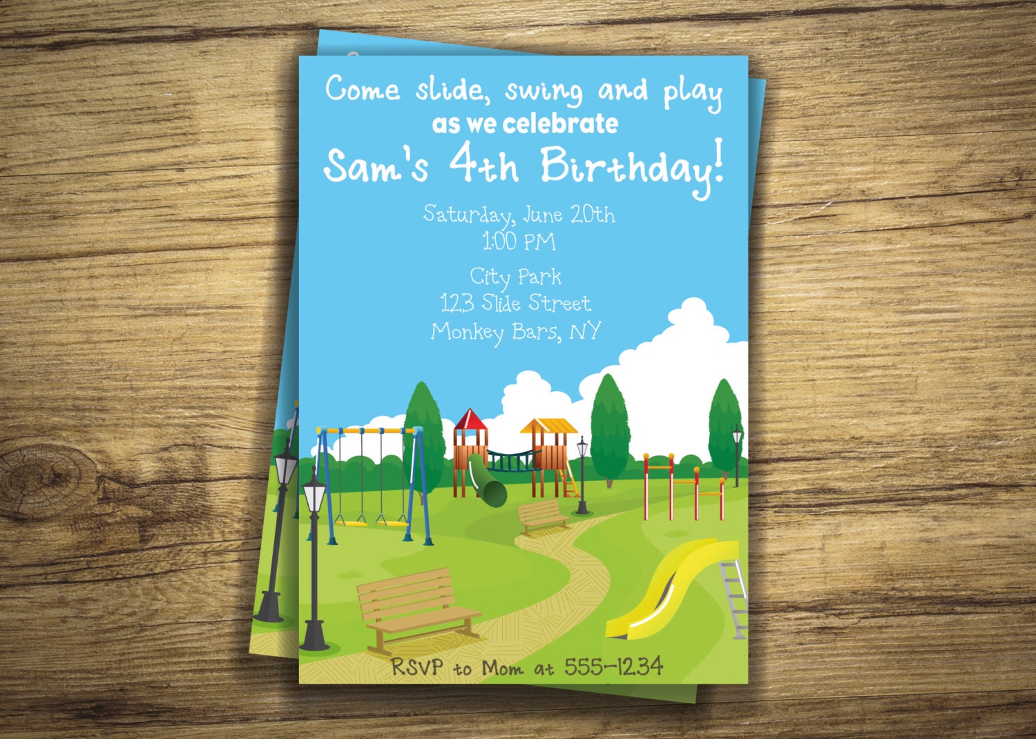 Playground Birthday Party Invitation Park Slide Swings Etsy Canada