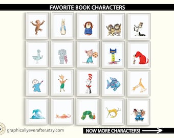Book Characters Art Prints UNFRAMED Qty 4 Baby Girl Boy Gender Neutral Nursery, Library PreSchool Stories Classic Storybook Baby Shower Gift