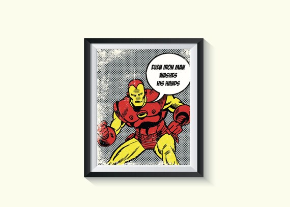 Retro Iron Man Digital File 8x10 Art Superhero Distressed Symbol Boy Bathroom Wall Decor Instant Download Printable Jpeg Pdf