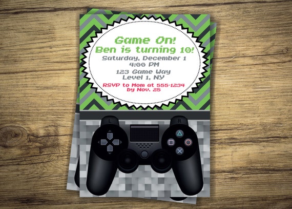 Invitation De Fete Danniversaire De Jeu Video Invitation De Etsy