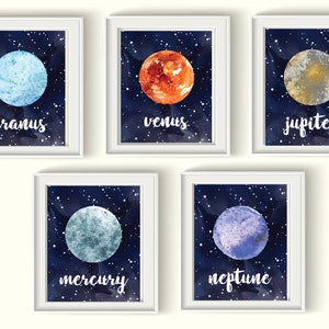Outerspace Planets Art Prints Set - Qty 8 - Solar System NURSERY ...