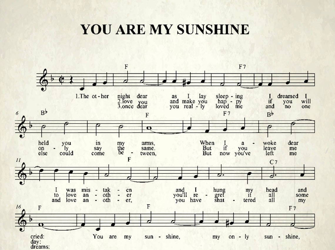 you-are-my-sunshine-music-sheet-vintage-music-nursery-gender-neutral