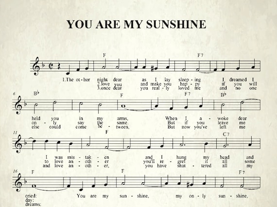 Nursery Decor: 3 Framed You Are My Sunshine Lyrics 8”x11” Baby