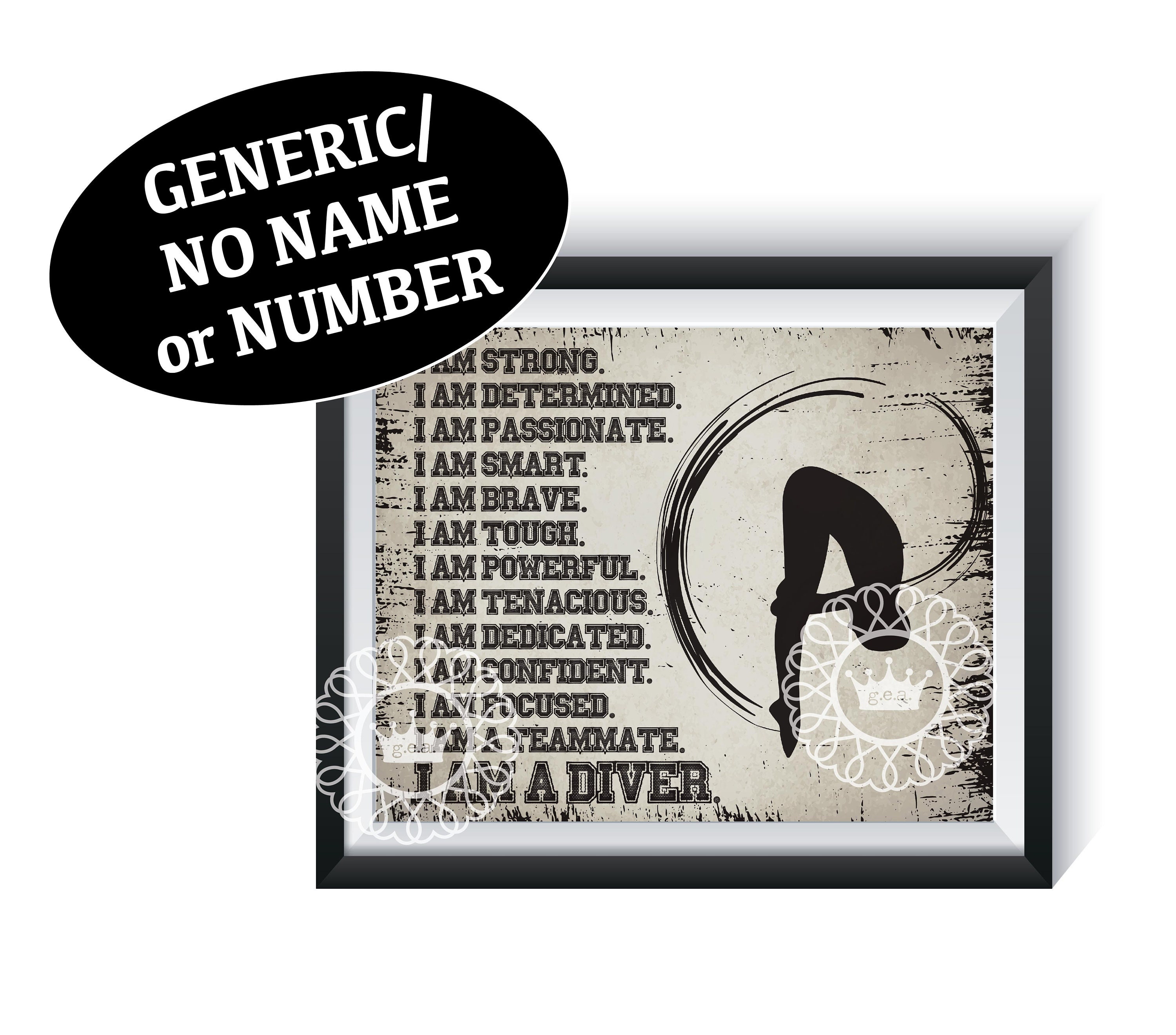 Springboard Diving Art Print Qty 1 Boys Girls I Am a Diver Team Gift ...