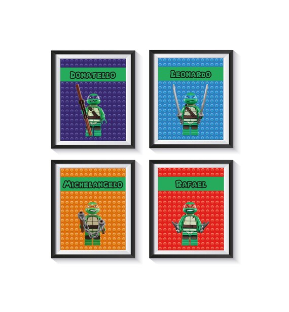 Teenage Mutant Ninja Turtle Art Prints Tmnt Bedroom Playroom Boy Decor Qty 4