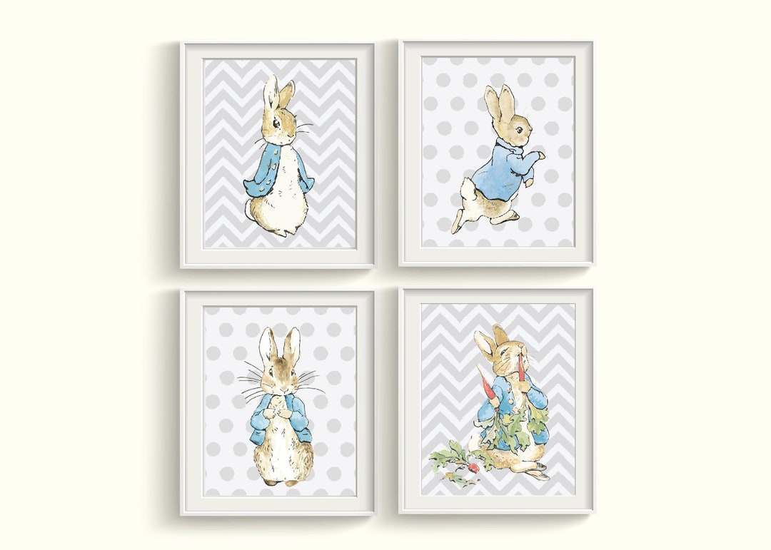 Peter Rabbit Nursery Art Prints Set UNFRAMED Qty 4 Baby Girl Boy Gender ...