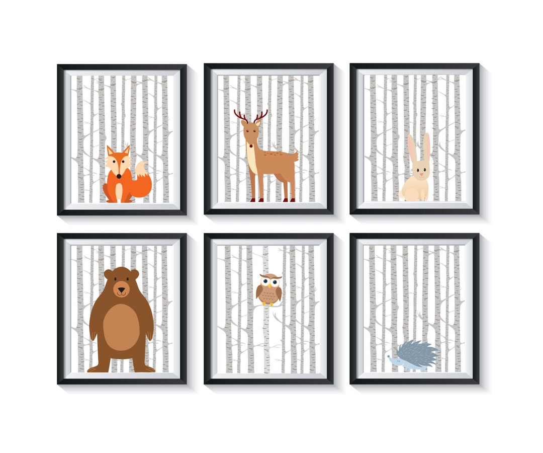 Woodland Forest Animals Art Print Set Qty 4 Gender Neutral Nursery Wall ...