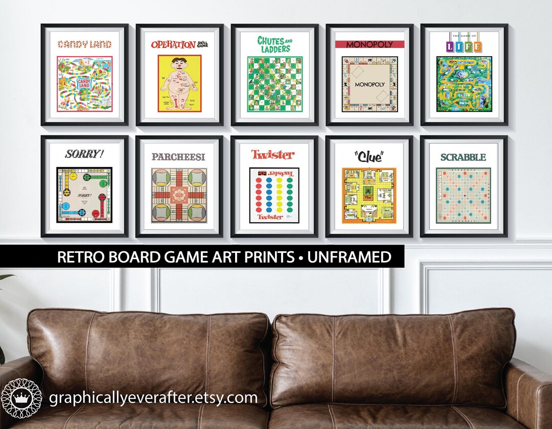 Vintage Board Game Art Posters, Retro Board Game Art Prints Qty 10 Game ...