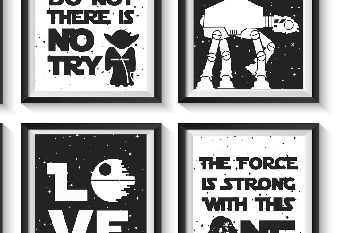 Star Wars Nursery Art Prints Set UNFRAMED Qty 4 Nursery Etsy