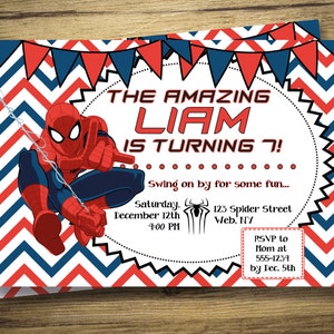 Spider-Man Birthday Party Invitation Amazing SPIDERMAN Boys Superhero Invite 3rd 4th 5th 6th Digital File, Printable