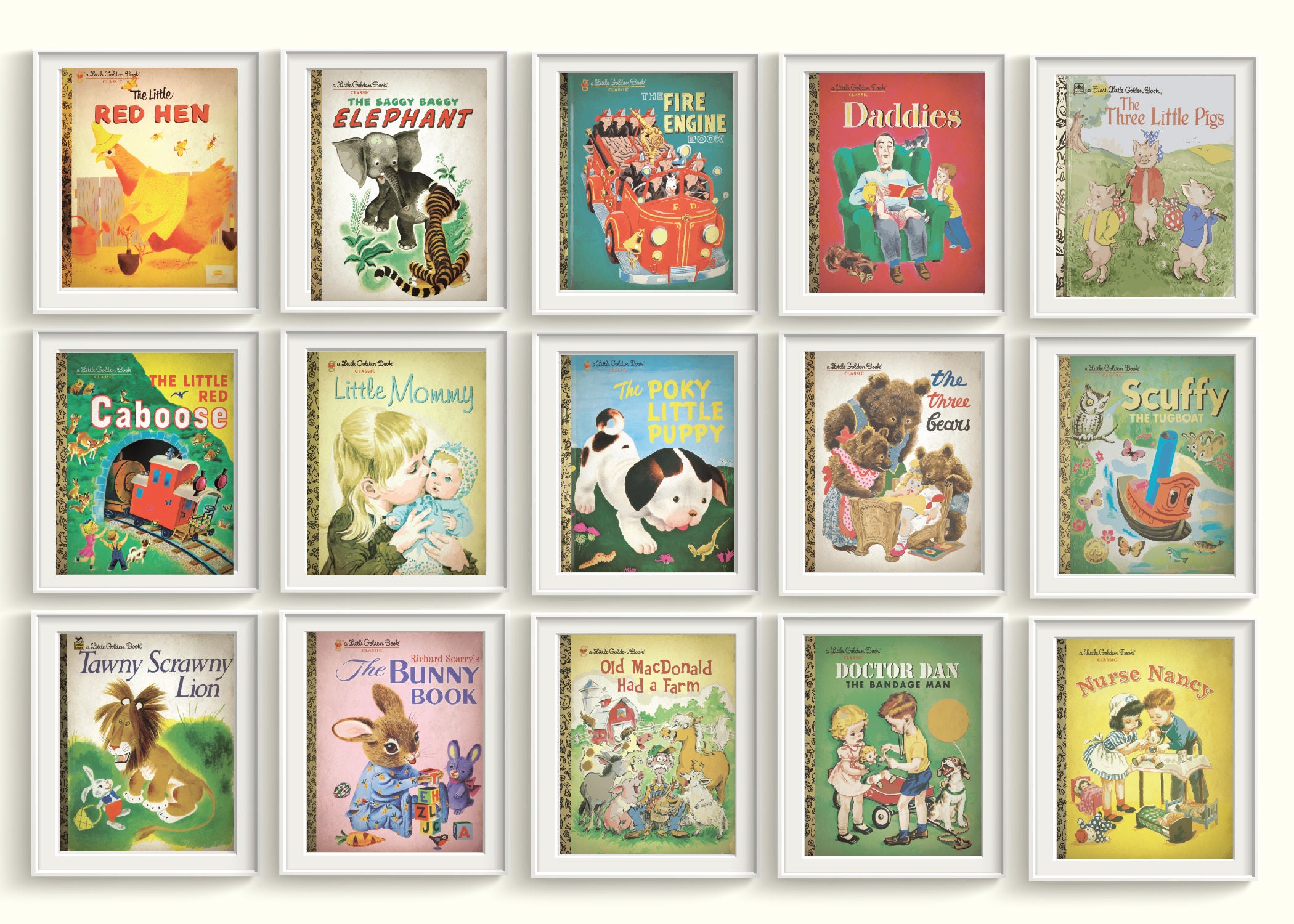 Classic Little Golden Books Art Prints UNFRAMED Qty 4 Retro