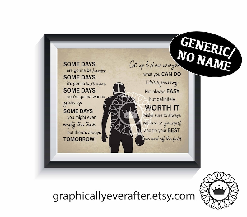 Football Inspirational Art Print Qty 1 Football Team Poster