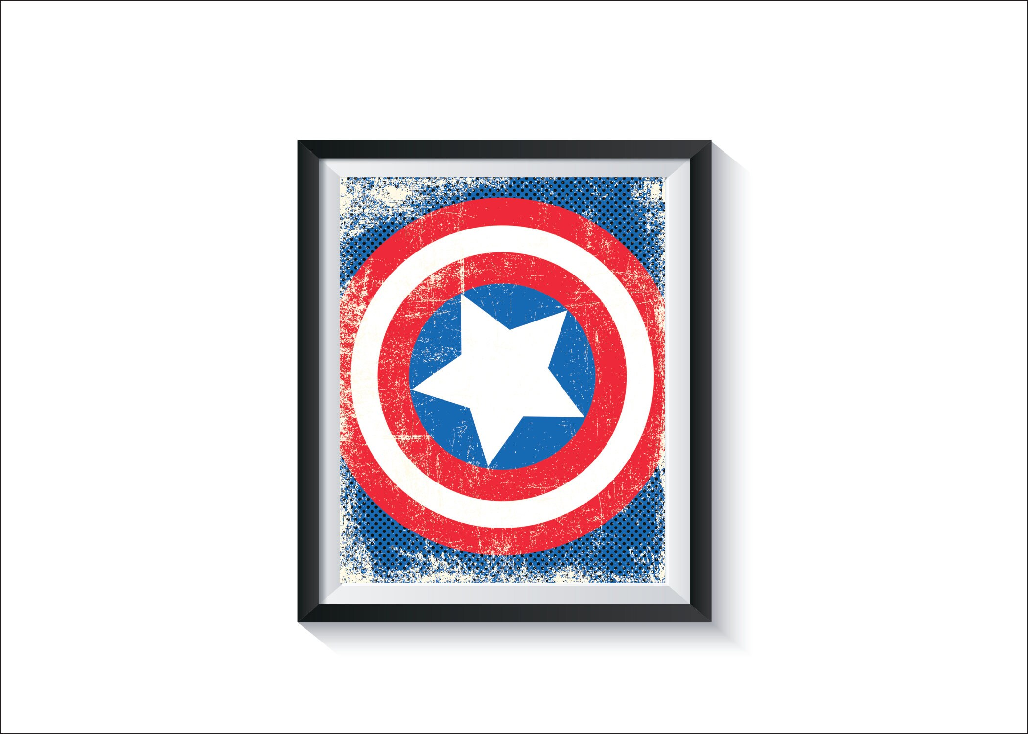 Retro Captain America Logo Digital File 8x10 Art Superhero Distressed Symbol Boy Nursery Bedroom Wall Decor Instant Download Printable