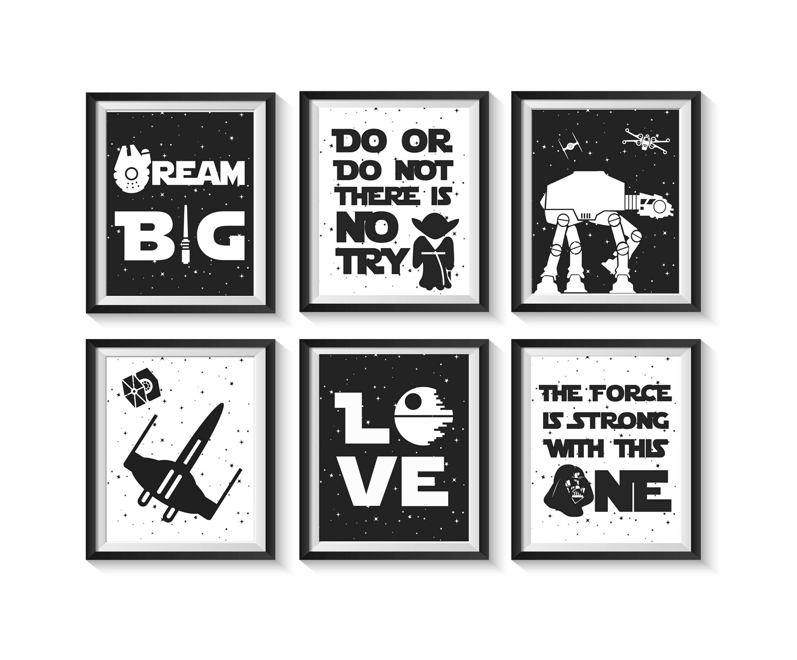 Star Wars Nursery Art Prints Set UNFRAMED Qty 4 Nursery Etsy