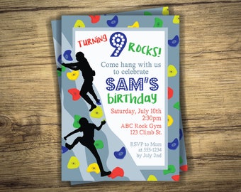 Rock Climbing Birthday Party Invitation - Girl Boy Invite - Climb Gym, Rock Wall, Indoor Sports, Digital File, Printable