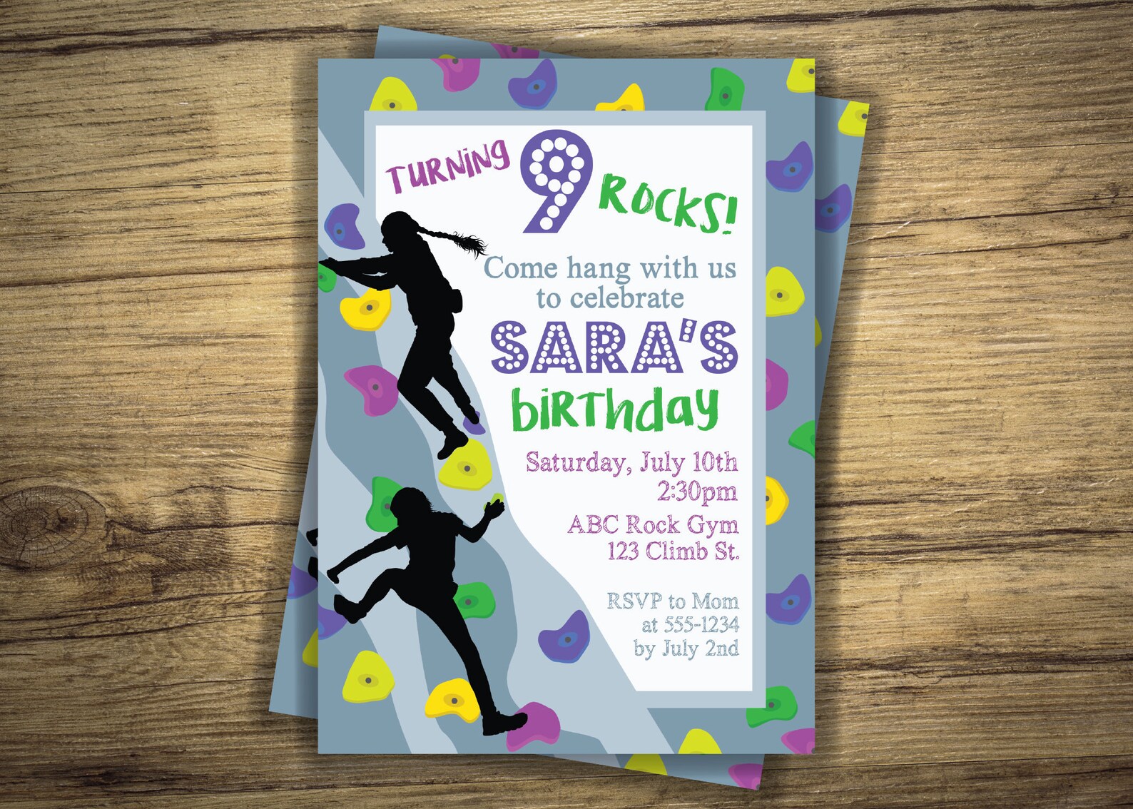 Rock Climbing Birthday Party Invitation Girl Boy Invite Etsy