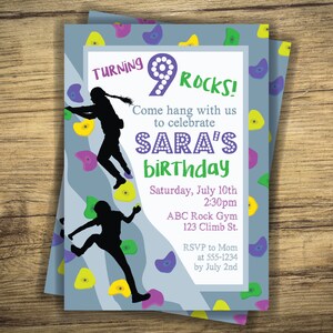 Rock Climbing Birthday Party Invitation Girl Boy Invite Climb Gym, Rock ...