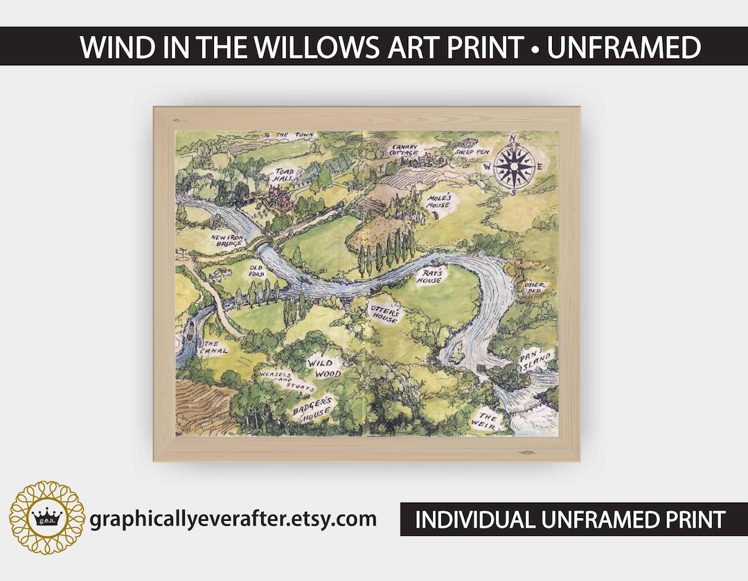 Wind in the Willows River Map Art Print the Riverbank Map Nursery Art ...