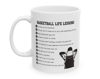 Basketball Life Lessons Becher Geschenk, Basketball Coach Kaffeebecher, Basketball Senior Team Geschenk, Basketball Geschenk für Jungen