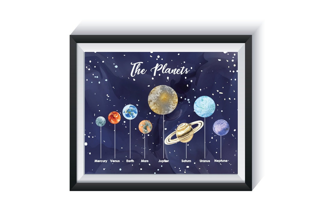 Planets Nursery Art Prints Qty 1 Solar System Outer Space Watercolor ...